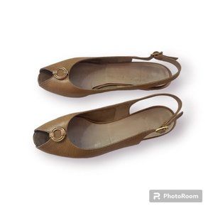 Vintage Ferragamo Tan Snakeskin Sling Back 7.5